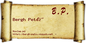 Bergh Pető névjegykártya